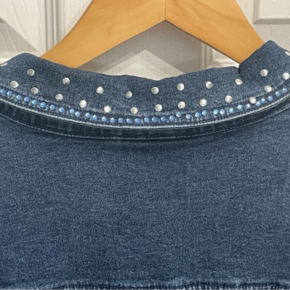 Quacker Factory Jacket Women’s XL Denim Jean Rhinestone Studded Blue Red USA - Picture 9 of 9